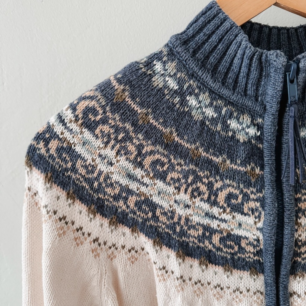 Vintage Tiara International Blue and White Cardigan Sweater - Picture 4 of 7